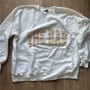 The Bar White and Tan Women's Crew Neck Sweater